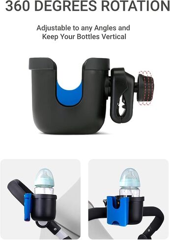 Universal Cup Holder, Stroller Cup Holder with Phone Holder, Stroller Accessories , Bike Water Bottle Holder, Treadmill, Wheelchair(Royal) in Saudi Arabia