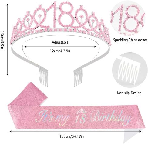 Birthday Sash for Women, Birthday Crown, Birthday Tiara, Birthday Girl Sash, Birthday Sash and Tiara for Women in Saudi Arabia