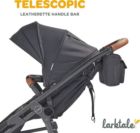 عربة وعربة Larktale Crossover الكل في واحد - تحويل من عربة أطفال واحدة إلى عربة سحب بمقعدين مع مظلة - بايرون بلاك in Kuwait