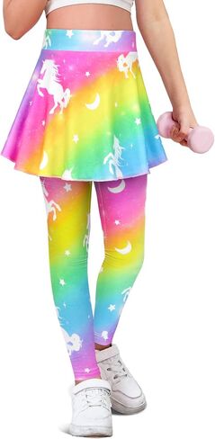 Girls Leggings with Skirt Kids Footless Tights Cute Mermaid Unicorn Leggings for Toddler Girls Kids Ruffle Tights 4-7 Years in Saudi Arabia
