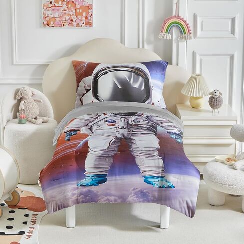 طقم سرير طفل صغير مكون من 4 قطع شرابات مبطن بوهو طقم سرير أطفال بوهيمي أنيق للأولاد والبنات مع ملاءة جاهزة وملاءة علوية وغطاء وسادة قياسي وردي in Kuwait