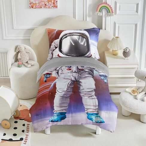 طقم سرير طفل صغير مكون من 4 قطع شرابات مبطن بوهو طقم سرير أطفال بوهيمي أنيق للأولاد والبنات مع ملاءة جاهزة وملاءة علوية وغطاء وسادة قياسي وردي in Kuwait