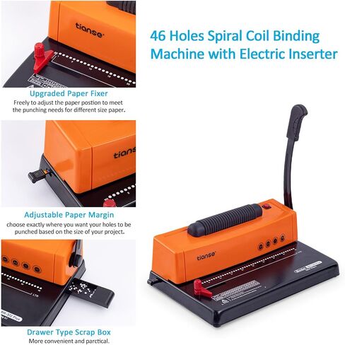 TIANSE Binding Machine, Wire Binder Machine 34 - Square Size Holes, Punching 120 Sheets, Bind 12 Sheets Book Maker with Sturdy Metal Construction in Saudi Arabia