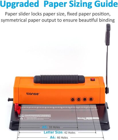 TIANSE Binding Machine, Wire Binder Machine 34 - Square Size Holes, Punching 120 Sheets, Bind 12 Sheets Book Maker with Sturdy Metal Construction in Saudi Arabia