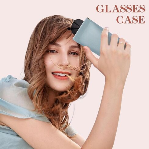 Glasses Case 2 Pcs Soft Squeeze Top Sunglass Pouch, Portable Leather Eyeglass Cases for Women in Kuwait