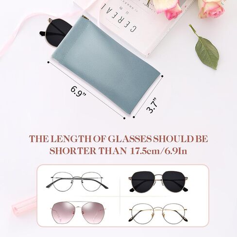 Glasses Case 2 Pcs Soft Squeeze Top Sunglass Pouch, Portable Leather Eyeglass Cases for Women in Kuwait