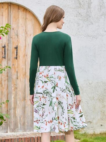 Liu & Qu Women's Maternity Nursing Dress Long Sleeve V-Neck Breastfeeding Clothes with Pockets Pregnancy Dresses in Saudi Arabia