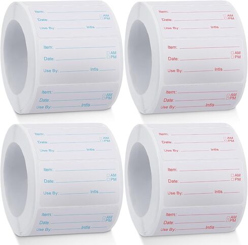 Outus Dissolvable Food Labels Food Prep Canning Labels Removable Food Stickers for Home or Restaurant Canning Food Container Food Rotation, Red and Blue (2 Rolls) in Saudi Arabia
