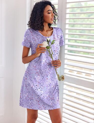 Ekouaer 3 Pack Nightgowns for Women Short Sleeve Sleepshirt Button Down Nightshirt Soft Pajamas Dress Casual Sleepwear in Saudi Arabia