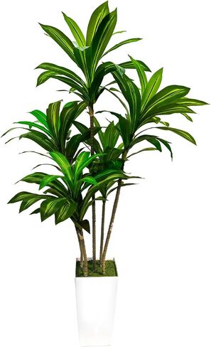 Artificial Dracaena Tree 5FT, Faux Tree with White Pot Fake Tropical Plant for Home Office Living Room Decor Outdoor Indoor (Dracaena Tree) in Saudi Arabia