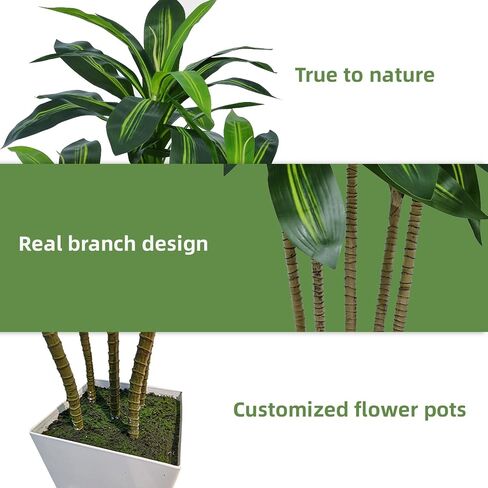 Artificial Dracaena Tree 5FT, Faux Tree with White Pot Fake Tropical Plant for Home Office Living Room Decor Outdoor Indoor (Dracaena Tree) in Saudi Arabia
