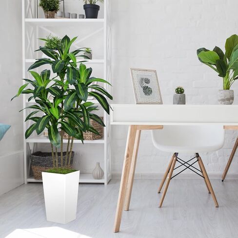 Artificial Dracaena Tree 5FT, Faux Tree with White Pot Fake Tropical Plant for Home Office Living Room Decor Outdoor Indoor (Dracaena Tree) in Saudi Arabia