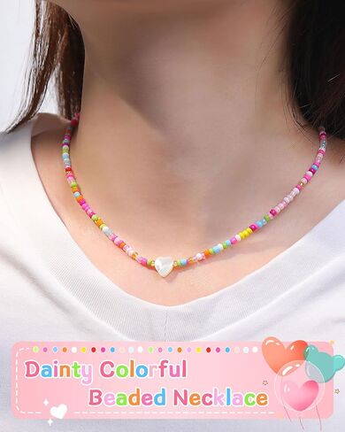 You're Braver Than You Believe - Colorful Beaded Heart Necklace Back to School Birthday Christmas Valentines Day Gifts for Teens Girls in Saudi Arabia
