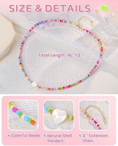 You're Braver Than You Believe - Colorful Beaded Heart Necklace Back to School Birthday Christmas Valentines Day Gifts for Teens Girls in Saudi Arabia