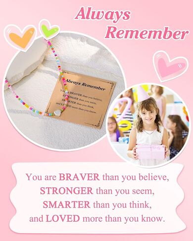 You're Braver Than You Believe - Colorful Beaded Heart Necklace Back to School Birthday Christmas Valentines Day Gifts for Teens Girls in Saudi Arabia