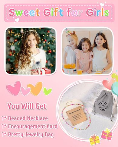You're Braver Than You Believe - Colorful Beaded Heart Necklace Back to School Birthday Christmas Valentines Day Gifts for Teens Girls in Saudi Arabia