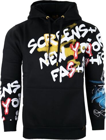 Screenshot-FLEECE هوديي 4202 رجل الحضرية الشارع الشهير مدينة نيويورك الكتابة على الجدران شارة مطرّزة كنزة صوف البلوز هوديي in Kuwait