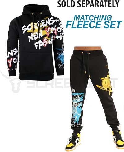 Screenshot-FLEECE هوديي 4202 رجل الحضرية الشارع الشهير مدينة نيويورك الكتابة على الجدران شارة مطرّزة كنزة صوف البلوز هوديي in Kuwait