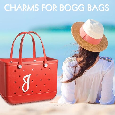 2Pcs Letter Charm for Bogg Bag Initial Bogg Bag Accessories Charms for Simply Southern Beach Tote Insert Alphabet 3D Personalized Large Handbag Decoration Birthday Gifts for Sister Friends in Saudi Arabia