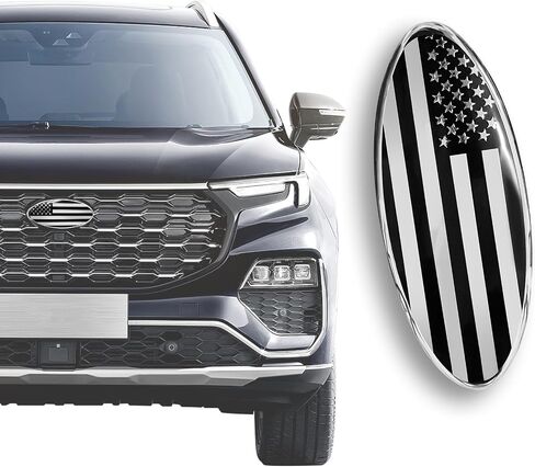Front Grille American Flag Emblem for Ford, Replacement for Ford Emblem, 9 Inch Aluminum Front Grill Rear Tailgate Oval Emblem, Car Exterior Accessories fit for Ford F150 F250 F350 (Black) in Saudi Arabia