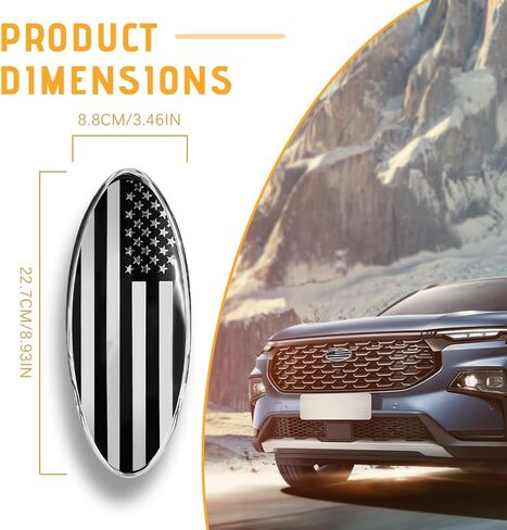 Front Grille American Flag Emblem for Ford, Replacement for Ford Emblem, 9 Inch Aluminum Front Grill Rear Tailgate Oval Emblem, Car Exterior Accessories fit for Ford F150 F250 F350 (Black) in Saudi Arabia