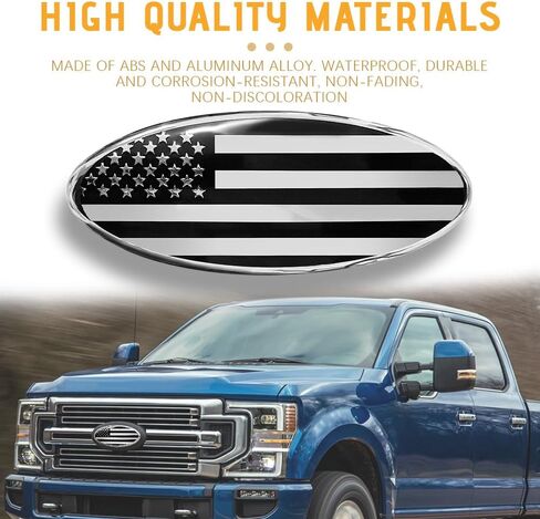 Front Grille American Flag Emblem for Ford, Replacement for Ford Emblem, 9 Inch Aluminum Front Grill Rear Tailgate Oval Emblem, Car Exterior Accessories fit for Ford F150 F250 F350 (Black) in Saudi Arabia