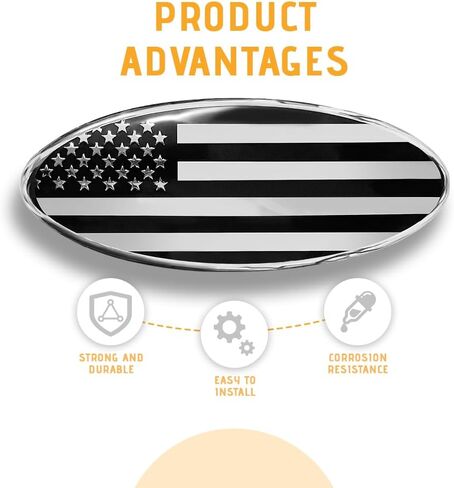 Front Grille American Flag Emblem for Ford, Replacement for Ford Emblem, 9 Inch Aluminum Front Grill Rear Tailgate Oval Emblem, Car Exterior Accessories fit for Ford F150 F250 F350 (Black) in Saudi Arabia