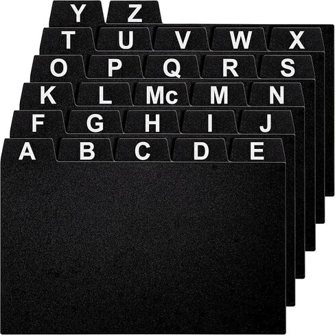 4x6 Index Card Holder Dividers - 25 Plastic Black Index Card Dividers with Alphabet Tabs - Index Card Organizer, Index Cards, Index Card File Box, Trading Card Dividers, 5 Tab Dividers in Saudi Arabia