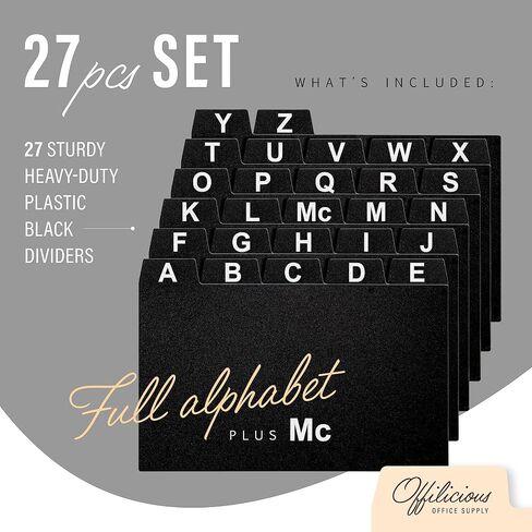 4x6 Index Card Holder Dividers - 25 Plastic Black Index Card Dividers with Alphabet Tabs - Index Card Organizer, Index Cards, Index Card File Box, Trading Card Dividers, 5 Tab Dividers in Saudi Arabia