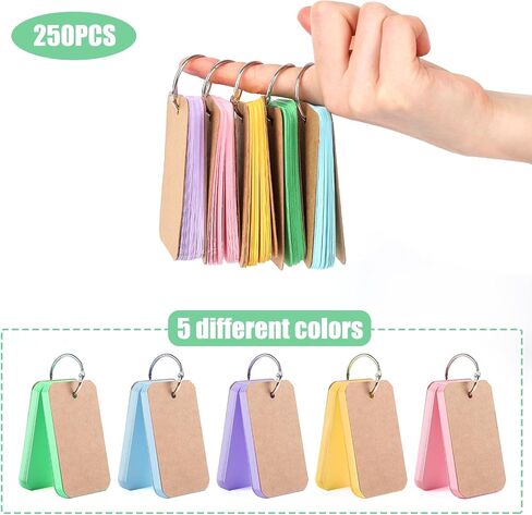 250PCS Index Cards with Ring, Lined Index Cards with Cover 2 x 3.4 Inch Ruled Study Cards Business Cards Memo Scratch Pads Bookmark in Saudi Arabia