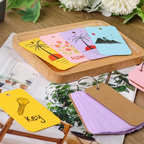 250PCS Index Cards with Ring, Lined Index Cards with Cover 2 x 3.4 Inch Ruled Study Cards Business Cards Memo Scratch Pads Bookmark in Saudi Arabia