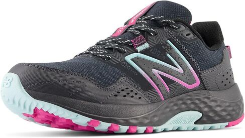 New Balance Women's 410v8 Trail Running Shoe, Black/Bright Cyan/Hi-Pink, 8.5 W in Saudi Arabia