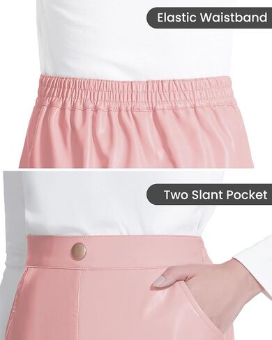 Auranso Girls Faux Leather Skirts A-Line Mini Skirts for Girls with Two Pockets in Saudi Arabia
