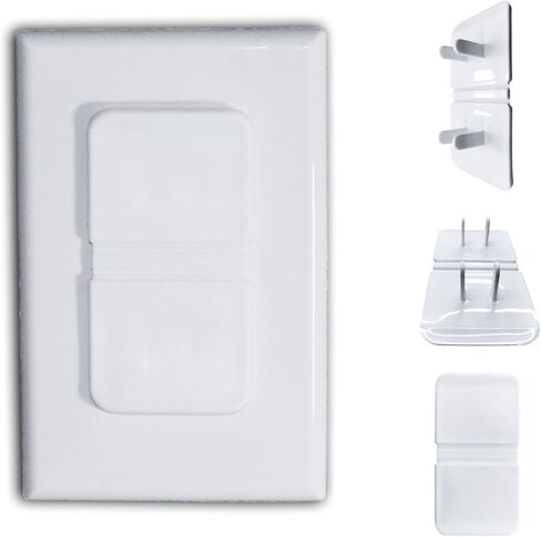 White Double Outlet Covers Baby Proofing (10 Pack, 20 Sockets) | Baby Proof Plug Covers for Electrical Outlets | Safe & Secure Baby Safety Products | Childproof Socket Covers Protect Toddlers & Babies in Saudi Arabia