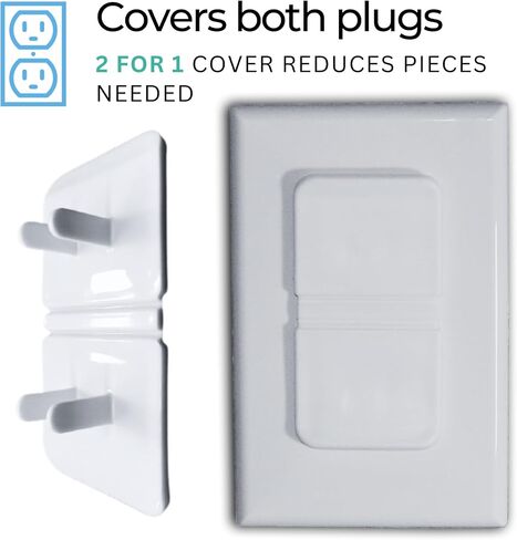 White Double Outlet Covers Baby Proofing (10 Pack, 20 Sockets) | Baby Proof Plug Covers for Electrical Outlets | Safe & Secure Baby Safety Products | Childproof Socket Covers Protect Toddlers & Babies in Saudi Arabia