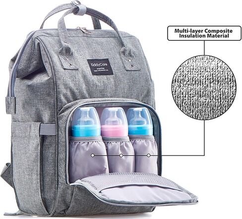KiddyCare Diaper Bag Backpack | Baby Diaper Bags with Changing Station for Mom | Multifunction Travel Back Pack Maternity Baby Bags Waterproof Tote Bag Spacious, Unisex Stylish | Gray in Saudi Arabia