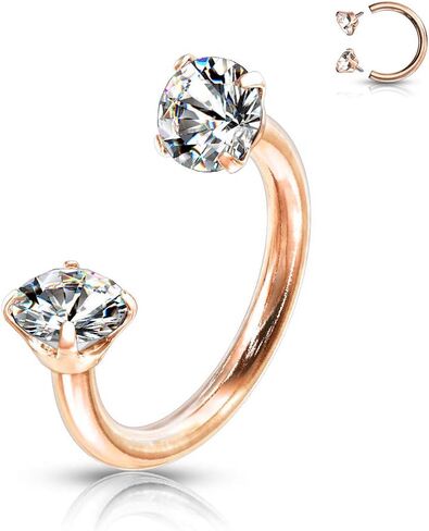 Amelia Fashion 16 Gauge Prong Set Round CZ Internally Threaded Circular Barbell/Horseshoe 316L Surgical Stainelss Steel (Choose Color) in Saudi Arabia