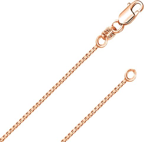 REAL Solid 10K Yellow or White Gold 0.50mm - 1.3mm Diamond-Cut Square Mirror Box Veneziana Chain Necklace with Lobster Claw Clasp | Multiple Lengths Available | Men Women | MADE IN ITALY in Kuwait