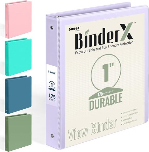 BinderX Extra Durable 3 Ring Binder, Round Rings 1 Inch Binder, Fits 175 Sheets of 8.5x11 Paper, Customizable View Cover with Inside Pockets, Cute 1" Binders, 1 Inch Binders 3 Ring, Pink in Saudi Arabia