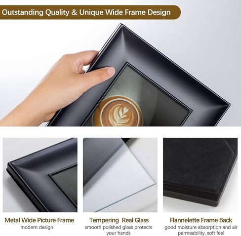 Fun Memories 5x7 Metal Picture Frame, Wide Picture Frames with Tempered Real Glass, Decorative Modern Photo Frame for Wall & Tabletop Display, Bronze in Saudi Arabia