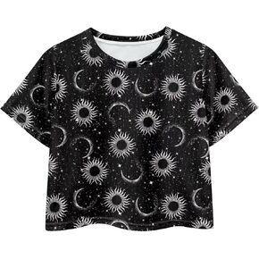 Summer Short Sleeve Tops Kids Short Crew Neck T-Shirt Casual Loose Sports Pullover for 5-14Y Girls