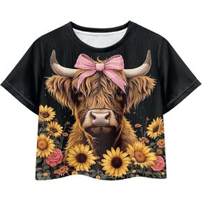 Crop Tops for Girls Size 5-14 Short Sleeve T-Shirt Summer Casual Tees Top Kids Cropped Shirts