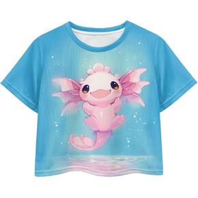 Crop Tops for Girls Size 5-14 Short Sleeve T-Shirt Summer Casual Tees Top Kids Cropped Shirts