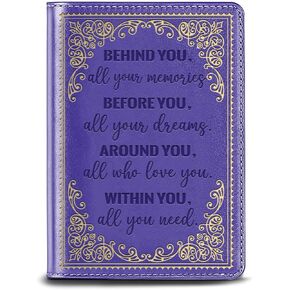 Encouragement Gift Inspirational Leather Journal Appreciate Gift Graduation Lined Journal Notebook Behind You, All Your Memories Notebook (Behind you-Pink)
