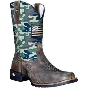 Cowboy Boots Men Square Toe Western Boot Durable Classic Embroidered Traditional Work Boots