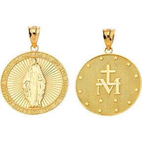 Certified 14k Gold Miraculous Medal Catholic Blessed Virgin Mary Sacred Pendant