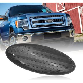 Front Grill Oval Emblem for Ford, 9 Inch American Flag Badge Compatible with Ford F150 F250 F350 11-14 Edge 11-16 Explorer (Silver)