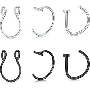 D.Bella Fake Nose Ring Hoop Fake Septum Fake Nose Stud Faux Piercing Nose Cuffs for Non Pierced Nose Magnetic Nose Jewelry for Women Men