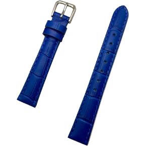 14mm Royal Blue Genuine Leather Watchband | Alligator Crocodile Grain, Lightly Padded, Replacement Watchstrap that brings New Life to Any Watch (Womens Standard Length)