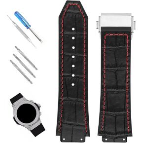 Compatible for 19mm× 25mm× 22mm Hublot Big Bang Leather Watch Band With Stainless Steel Buckle Replacement for men Wirstband Strap women Bracelet